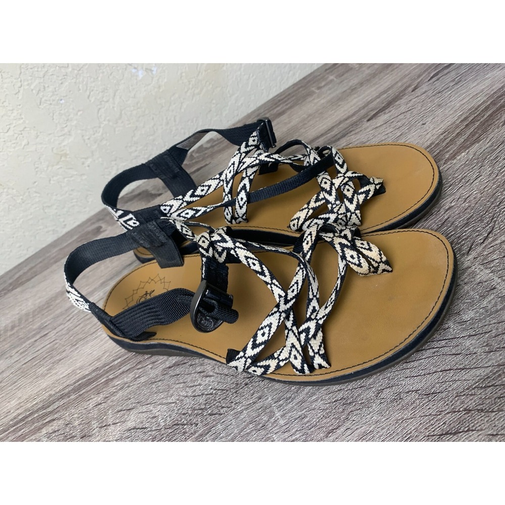Chaco Womens Beveled Black Strappy Outdoor Comfort Casual Sandals Size 8